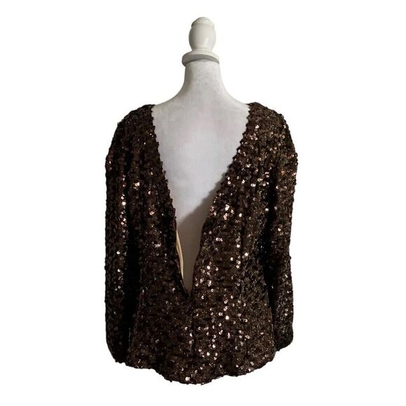 Lilli Diamond Vintage Flapper Style 1950s Sequin Metallic Gold Evening Top US 14 - Picture 7 of 9